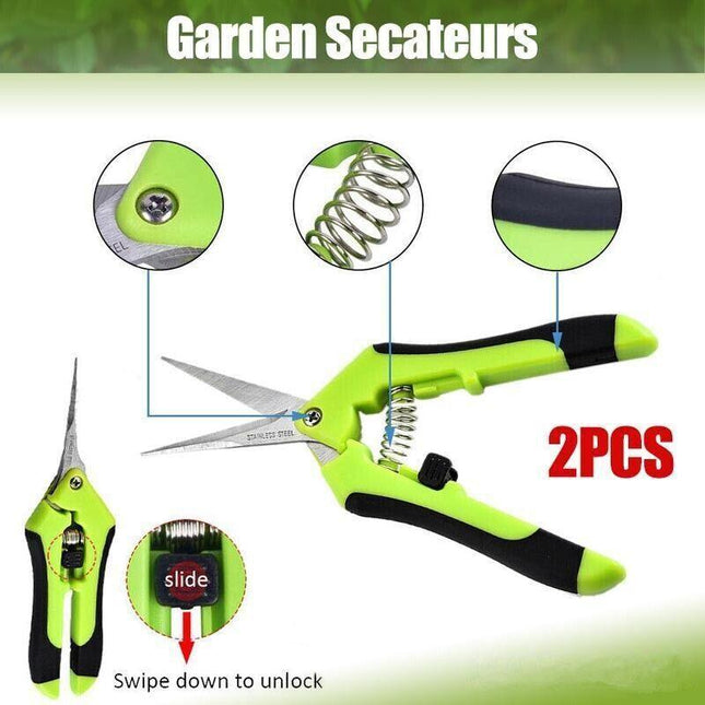 2Pcs Pruning Shears Plant Scissors Trim Trees Snips Branch Garden Secateurs Tool - Aimall