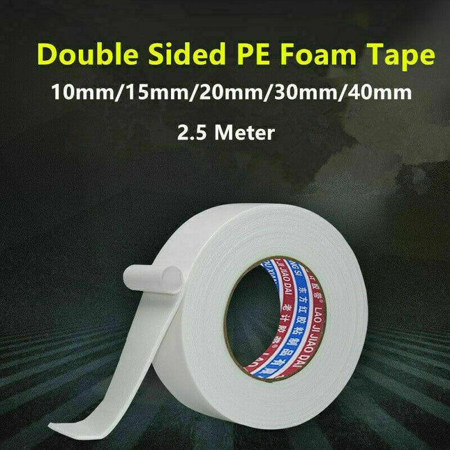 Double Sided White Pe Foam Sticky Tape Mounting Diy Craft Strong Adhesive 2.5M - Aimall