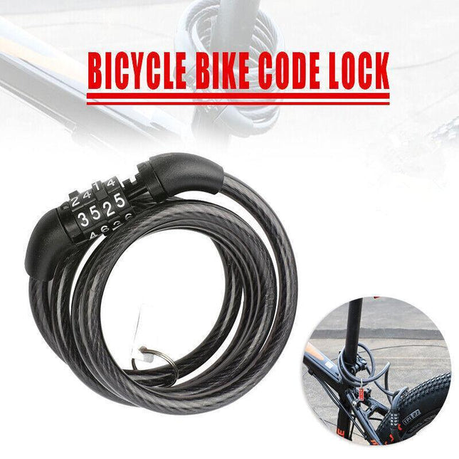 Bicycle Bike Code Lock Locker 4 Digits Password Code Steel Cable Secure Tough Au - Aimall