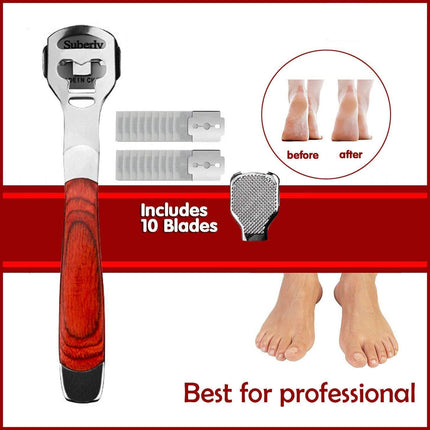 Foot File Hard Skin Remover Callus Shaver Corn Cutter Tool Pedicure + 10 Blades - Aimall