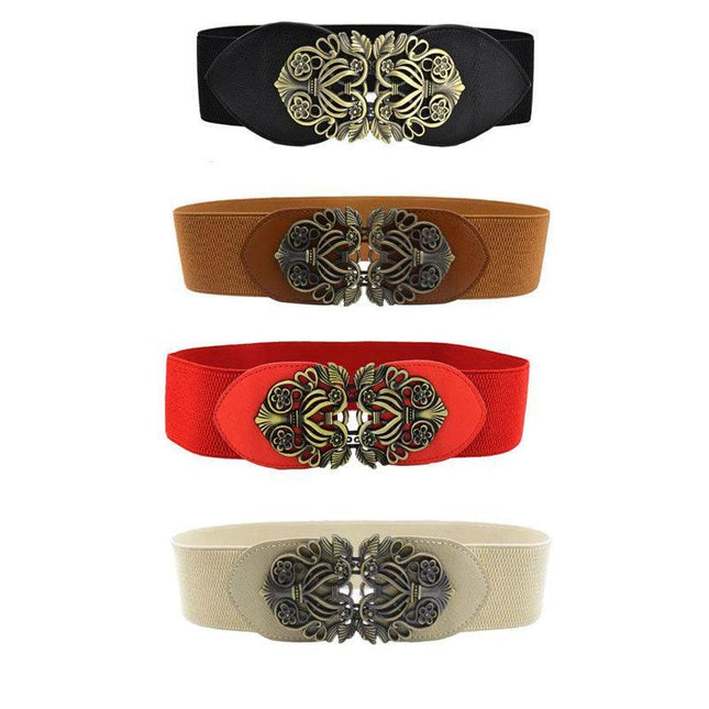 Retro Totem Wide Waistband Elastic Stretch Dress Waist Belt Buckle Band Women Au Aimall