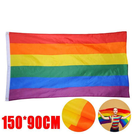 Rainbow Flag Gay Lesbian Pride Lgbt Mardi Gras Party Banner Outdoor 150X90Cm Au Aimall