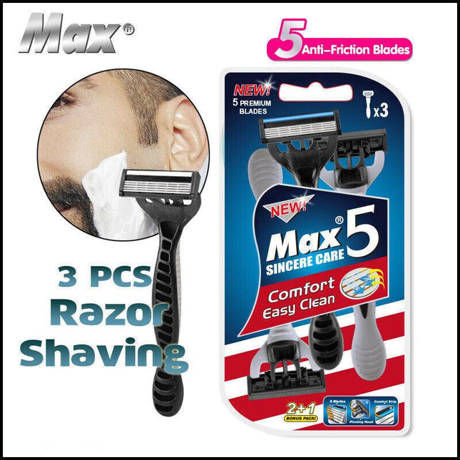 3PCS MAX 5 Blades Razor Shaving Shaver Trimmer Comfort Easy Clean Disposable AU - Aimall