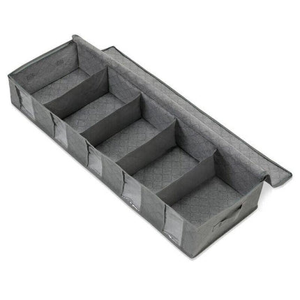 5 Compartments Clothes Shoes Under Bed Storage Organizer Box Bag Large Capacity - Aimall