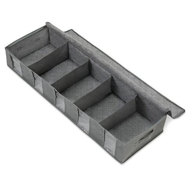 5 Compartments Clothes Shoes Under Bed Storage Organizer Box Bag Large Capacity - Aimall