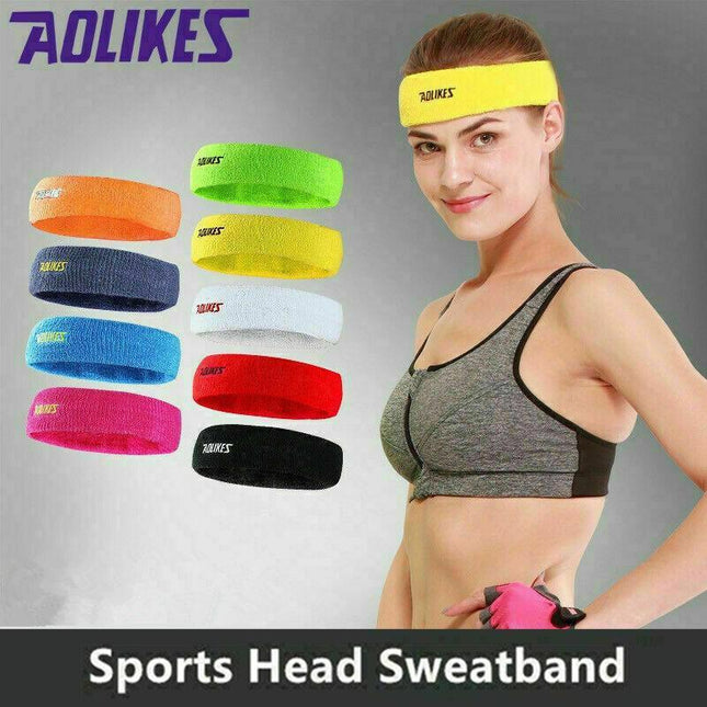 Aolikes Headbands Sweatband Cotton Hair Gym Yoga Stretch Sport Sweat Band Au - Aimall