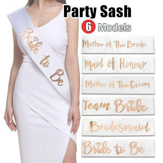 White Rose Gold Team Bride Hens Party Sash Sashes Night Bachelorette Bridal Au - Aimall