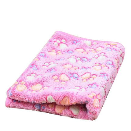 Small Pet Mat Paw Print Cat Dog Puppy Fleece Soft Pet Blanket Bed Cushion