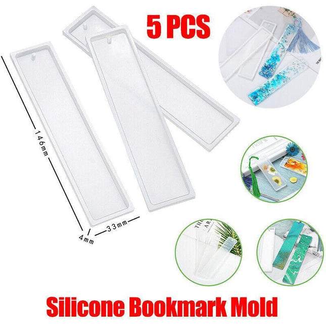 5Pcs Rectangle Silicone Bookmark Mold Diy Epoxy Resin Craft Mould Making Toolsau - Aimall