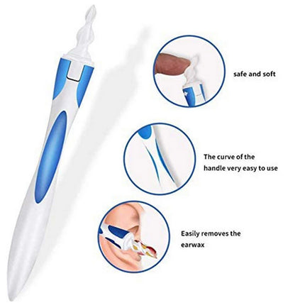 Ear Cleaner with Spiral Silicone Tips for Wax Removal Soft Swab Tool 1 or 2 Set