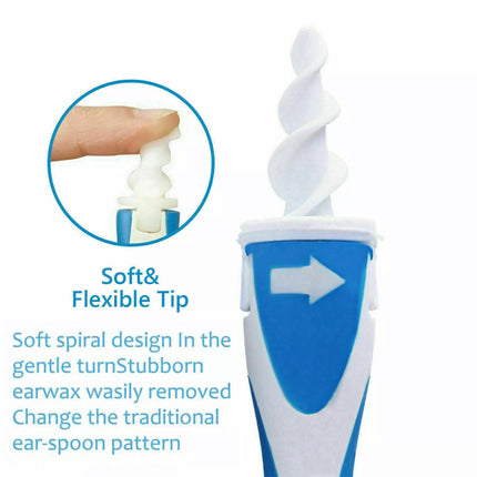 Ear Cleaner with Spiral Silicone Tips for Wax Removal Soft Swab Tool 1 or 2 Set