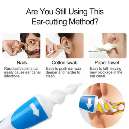 Ear Cleaner with Spiral Silicone Tips for Wax Removal Soft Swab Tool 1 or 2 Set