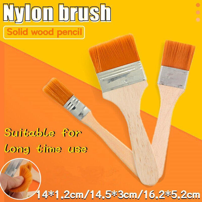 3Pack Art Brushes Flat Paint Set Drawing Painting Wooden Handle Craft Adult/Kids - Aimall