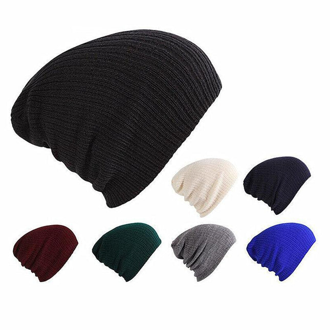 Winter Thermal Warm Women Men Hat Slouch Baggy Hat Beanie Ski Knitted Cap - Aimall