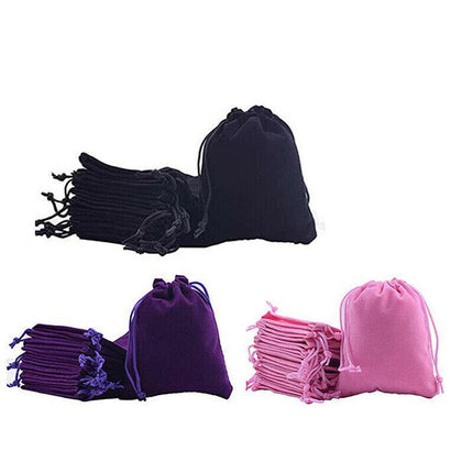 50X Small Velvet Cloth Drawstring Bags Gift Bag Jewelry Ring Pouch Earring Favor 9x12 - Aimall