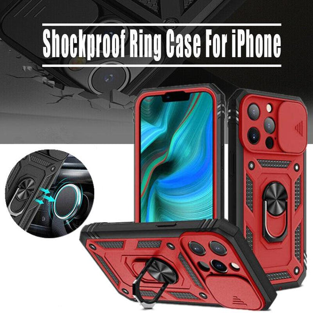 Red Shockproof Ring Case For Iphone 13 Pro Max 12 Pro Max Mini 11 Pro Max - Aimall