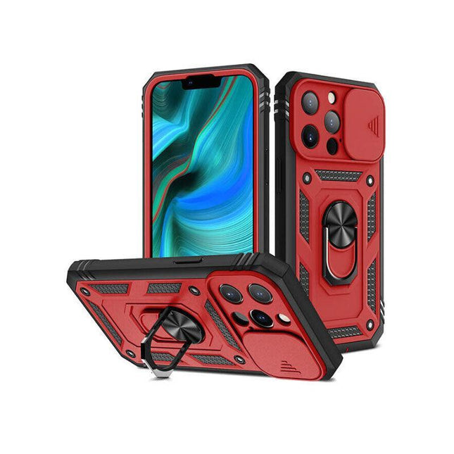 Red Shockproof Ring Case For Iphone 13 Pro Max 12 Pro Max Mini 11 Pro Max - Aimall