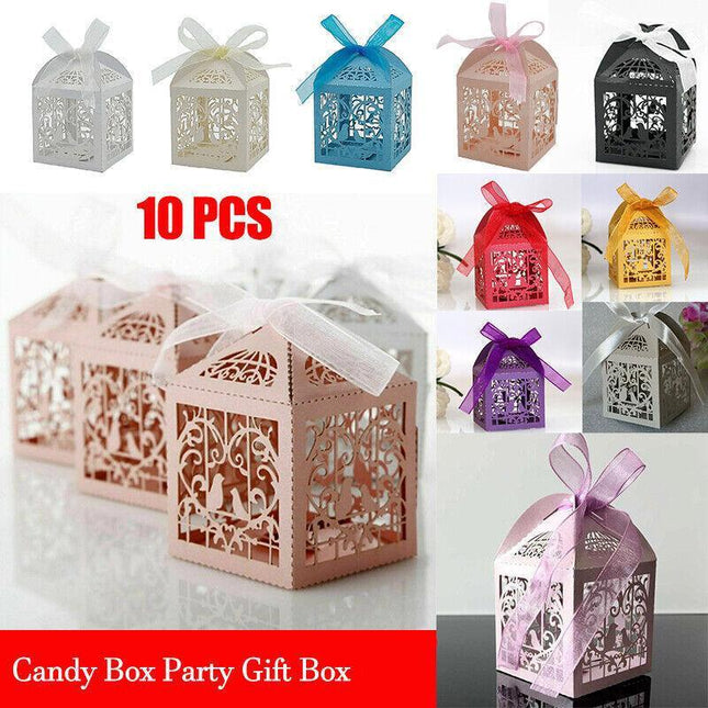 10Pcs Wedding Laser Cut Candy Box Party Gift Box Favor Bomboniere Candy Au Stock - Aimall