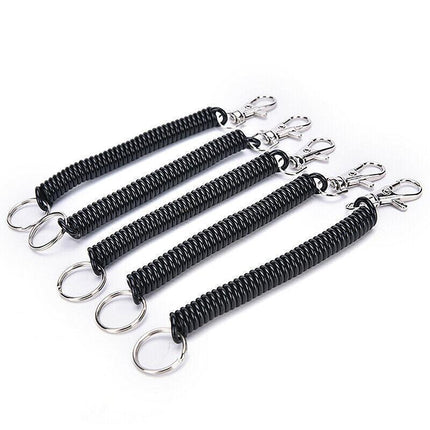 4Pcs Elastic Phone Elastic Spiral Spring Coil Strap Rope Lanyard Key Chain Black - Aimall