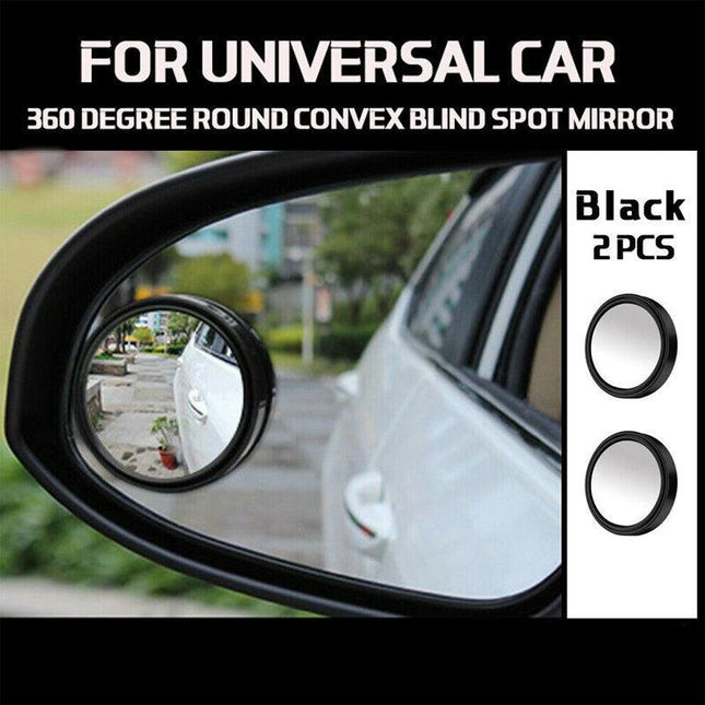 2X Blind Spot Car Mirror 360 Wide Angle Adjustable Rear Side View Convex Black - Aimall