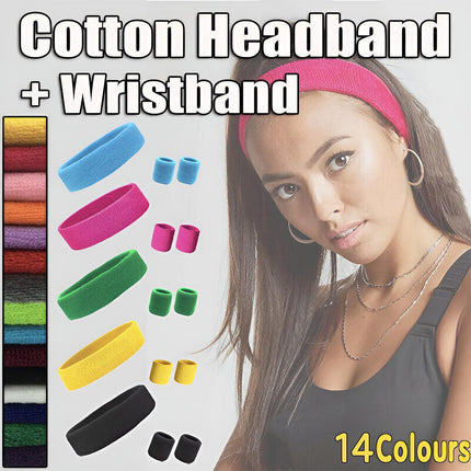 Wristbands Headband Sweatbands Sweat Band For Sport Tennis Badminton Yoga Cotton