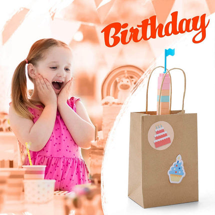 50X Kraft Paper Bags Gift Shopping Carry Craft Brown Bag With Handles