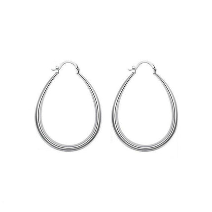 Stunning 925 Sterling Silver Filled Sp Large Oval Hoop Huggie Earrings Au Stock - Aimall