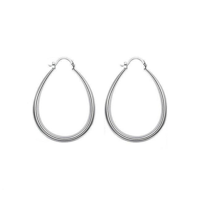 Stunning 925 Sterling Silver Filled Sp Large Oval Hoop Huggie Earrings Au Stock - Aimall
