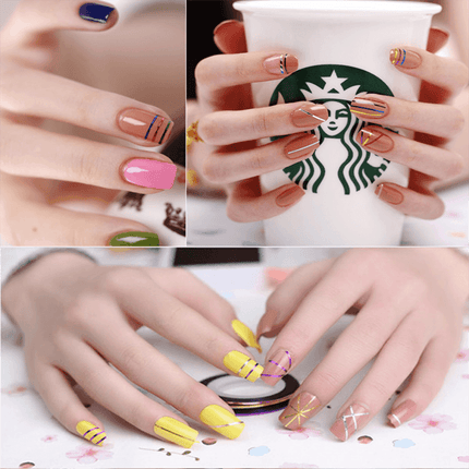 32PCS Nail Striping Tape Metallic Laser Line Sticker Rolls Manicure DIY Mixed AU - Aimall