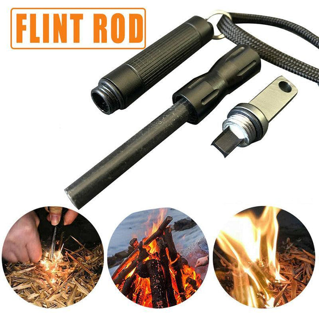 Flint Rod Camping Hiking Survival Metal Fire Starter Lighter Full Magnesium Rod - Aimall