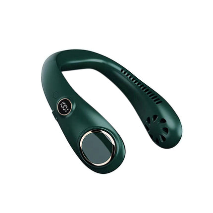 Portable USB Leafless Neck Fan Handsfree Wearable Cooling Airflow with LED Display