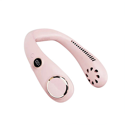 Portable USB Leafless Neck Fan Handsfree Wearable Cooling Airflow with LED Display