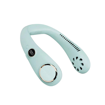 Portable USB Leafless Neck Fan Handsfree Wearable Cooling Airflow with LED Display