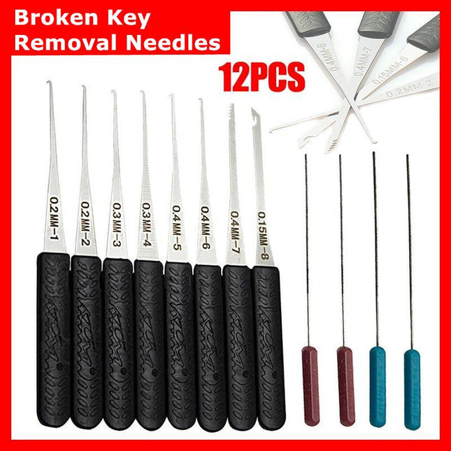 12Pcs Kit Hand Lock Broken Key Extractor Removal Remover Hooks Needles Tool Au - Aimall