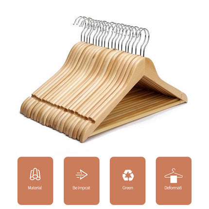 10PCS Wooden Clothes Hangers Coat Pant Suit Coathangers Rack Wardrobe Wood