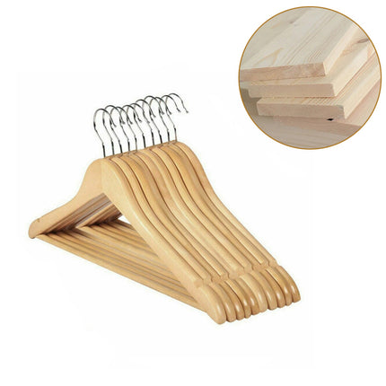 10PCS Wooden Clothes Hangers Coat Pant Suit Coathangers Rack Wardrobe Wood