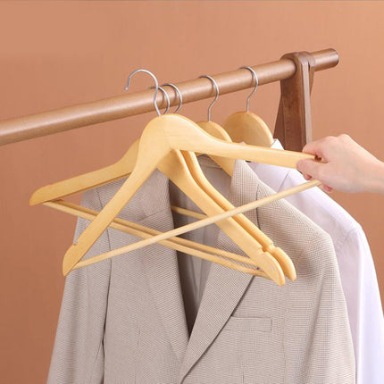 10PCS Wooden Clothes Hangers Coat Pant Suit Coathangers Rack Wardrobe Wood