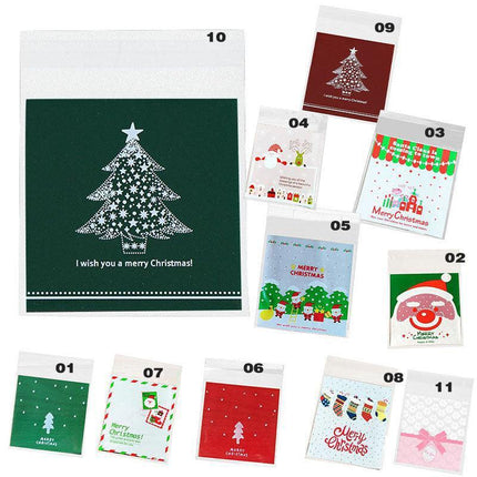100X Christmas Cellophane Bag Party Favour Cookie Sweet Candy Biscuit Gift Bags - Aimall