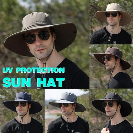Outdoor Uv Protection Sun Hat Wide Brim Cap Quick-Drying Hat For Fishing Hiking Aimall
