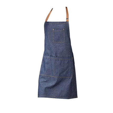 Adjustable Denim Apron Pocket Hanging Neck Cooking Kitchen Baking Bar Cafe Chefs - Aimall