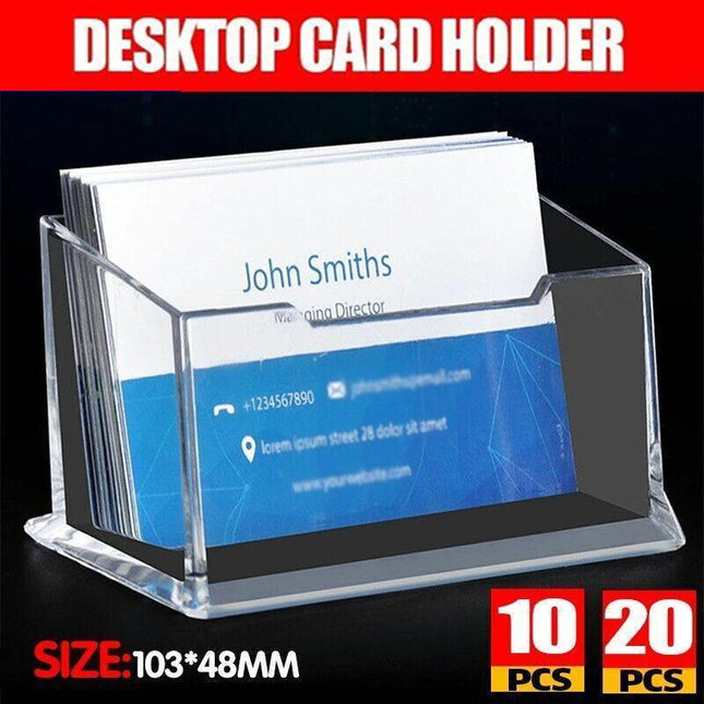 10 X Clear PMMA Business Card Holders for Desktop Display - Aimall