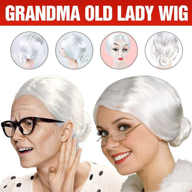 1X Grandma Wig Old Lady Woman White Granny Mother Dress Up Costume Part Au Stock - Aimall