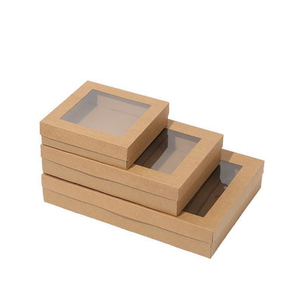 Cardboard Paper Catering Grazing Boxes/Trays 10Pk Kraft W/Windows Disposable - Aimall