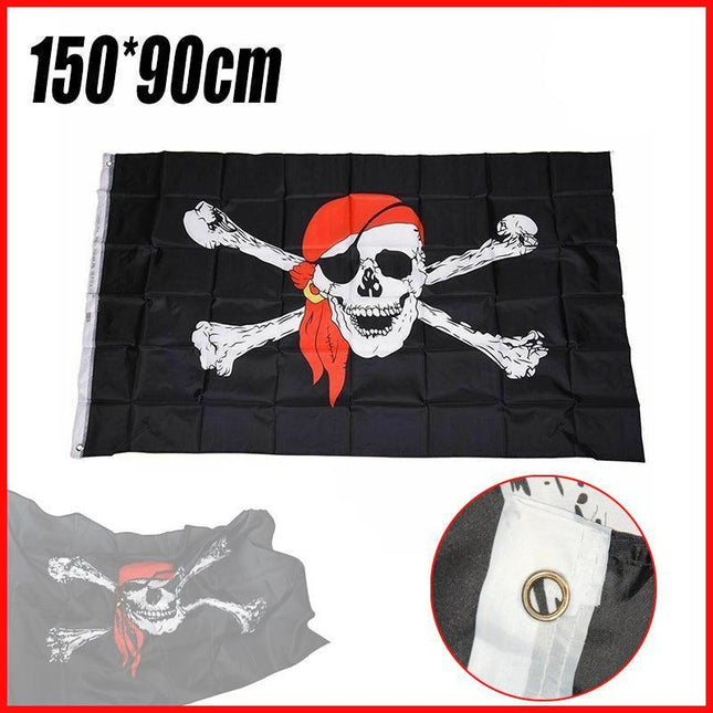 90X150Cm Large Pirate Flag Jolly Roger Skull & Crossbone Flags Party Accessory - Aimall