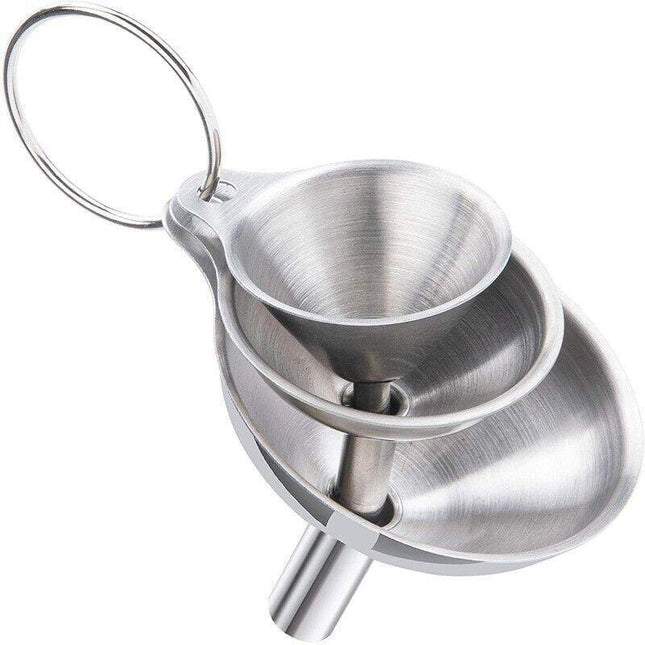 3X Stainless Steel Funnel Oil Liquid Funnel Metal Funnel With Detachable Filter - Aimall