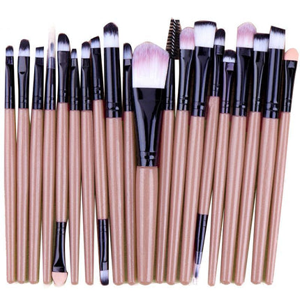 20 Pcs Makeup Brush Set Eyeshadow Eyebrow Powder Foundation Contour Lip Brushes - Aimall