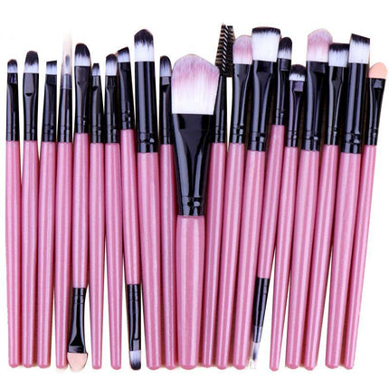 20 Pcs Makeup Brush Set Eyeshadow Eyebrow Powder Foundation Contour Lip Brushes - Aimall