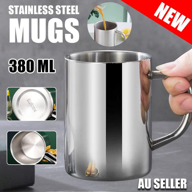 2PCS 380ML Stainless Steel Double Wall Cup Mugs Drinking Coffee Camping Travel - Aimall