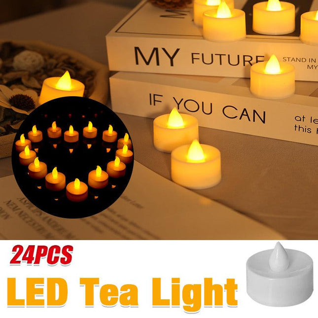24Pcs Led Tea Light Tealight Flameless Candles Wedding Party Decor Battery - Aimall