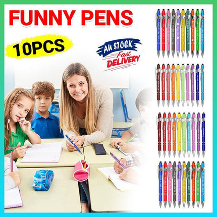 Funny Pens Swear Word Pen Set Black Ink Writing Pen Funny Office Diary Gift NEW - Aimall